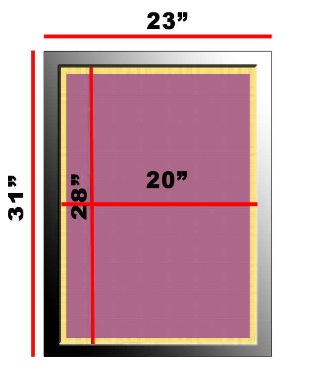 Aluminum Screen Printing Mesh Frames 23 x 31 O.D.
